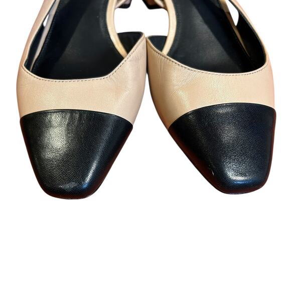 Veronica Beard Cecile Leather Cap Toe Slingback Pump Bisque/Black Women's 7.5M - Picture 5 of 9